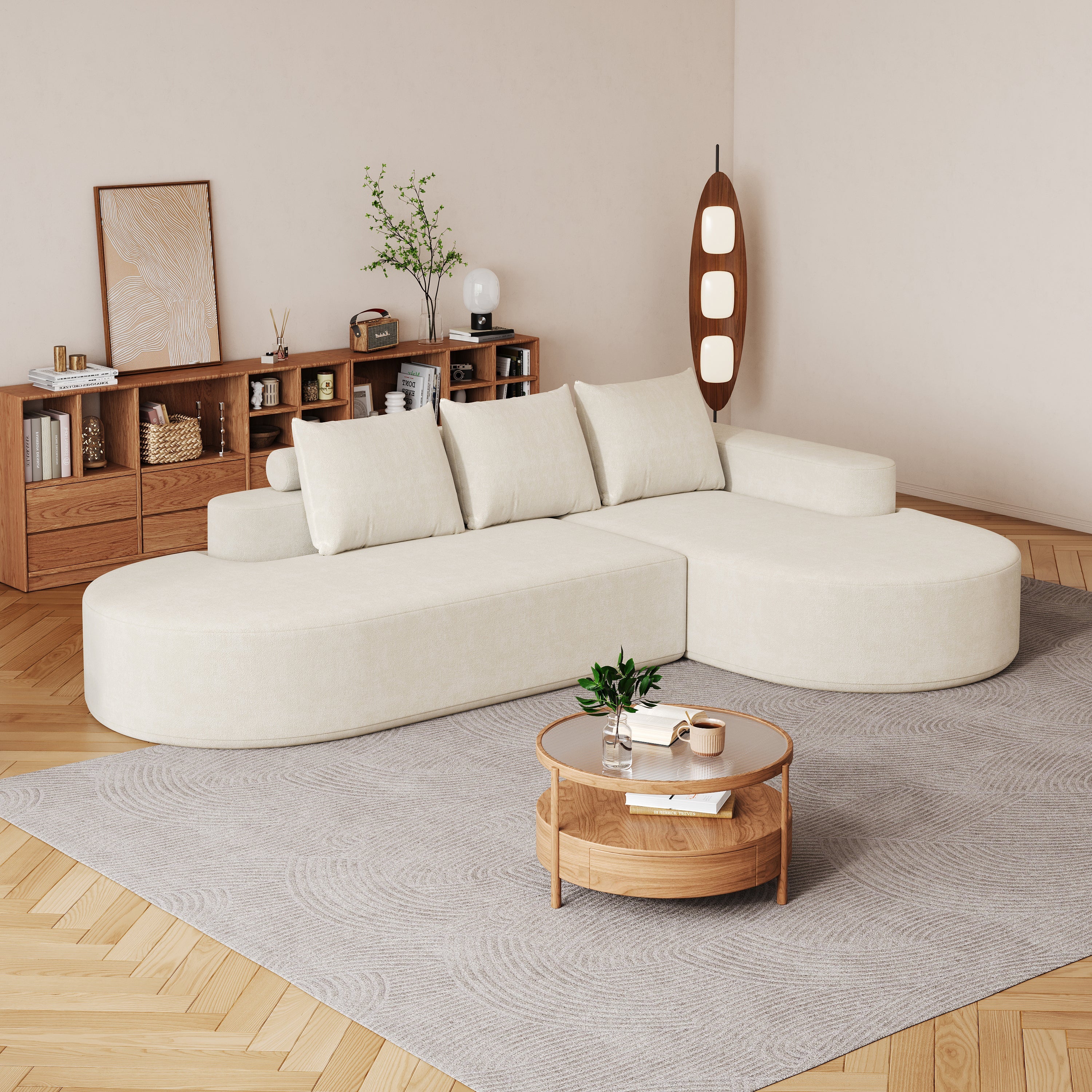 Modern Curved sofa ,Chenille Upholstered Sectional Sofa Couch Set,Modular 108.5' L Shaped Sectional Living Room Sofa Set With 3 Pillows,Free Combination Sofa Couch for Living Room,Bedroom