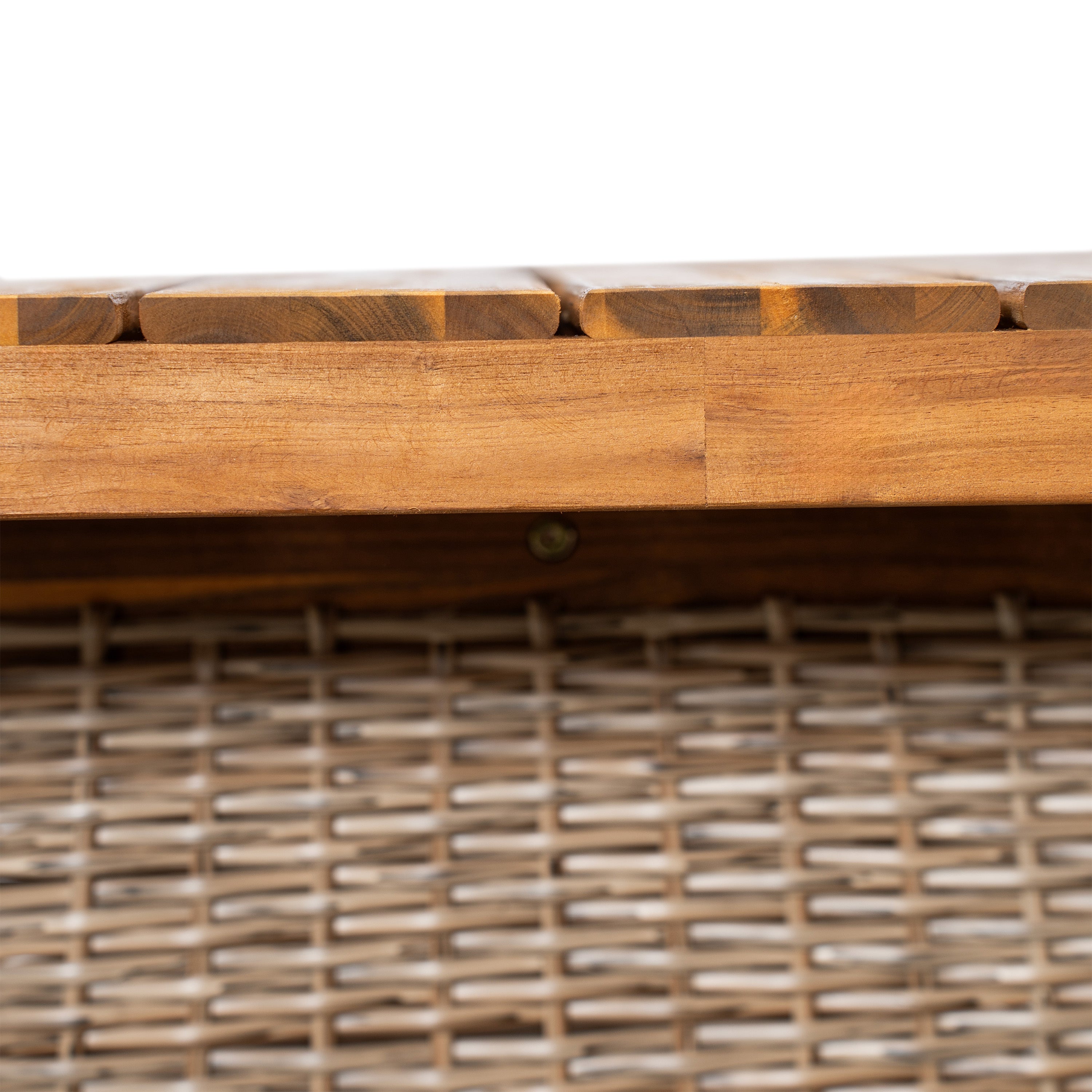 Outdoor Acacia Wood Dining Table,Teak Finish+ Brown Wicker