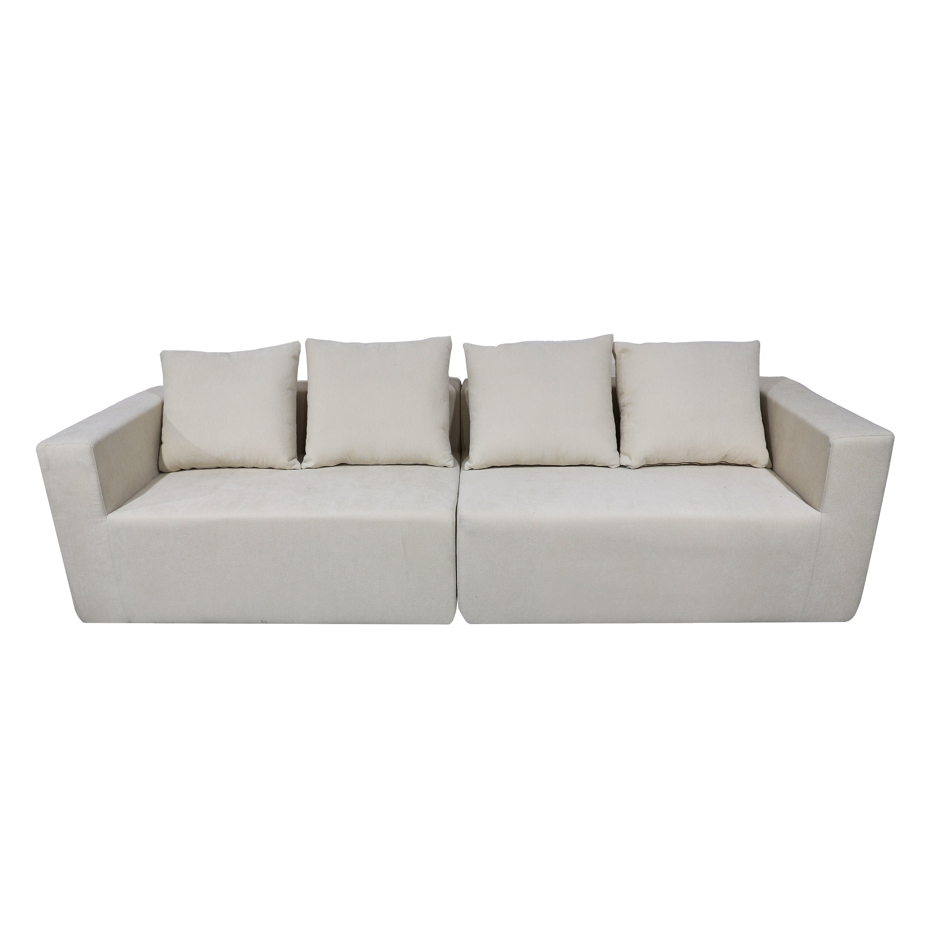 Four seater combination sofa, sofa bed, made of high-density sponge and soft linen fabric, with multiple combination methods (beige)