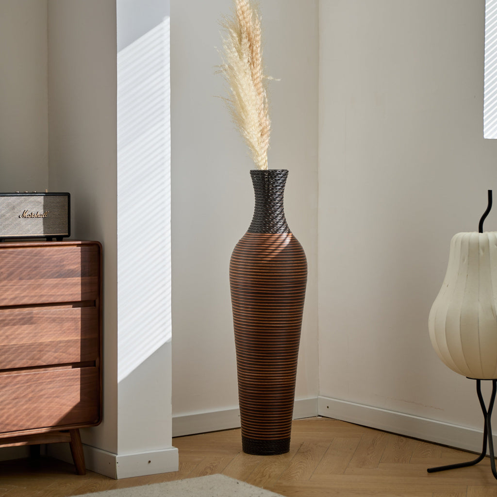 39' Tall Standing Designer Floor Vases with Elegant Two-Tone Dark Brown Finishes - Ideal for Decorating Living Rooms, Bedrooms, Entryways Perfect for Decorating Your Home