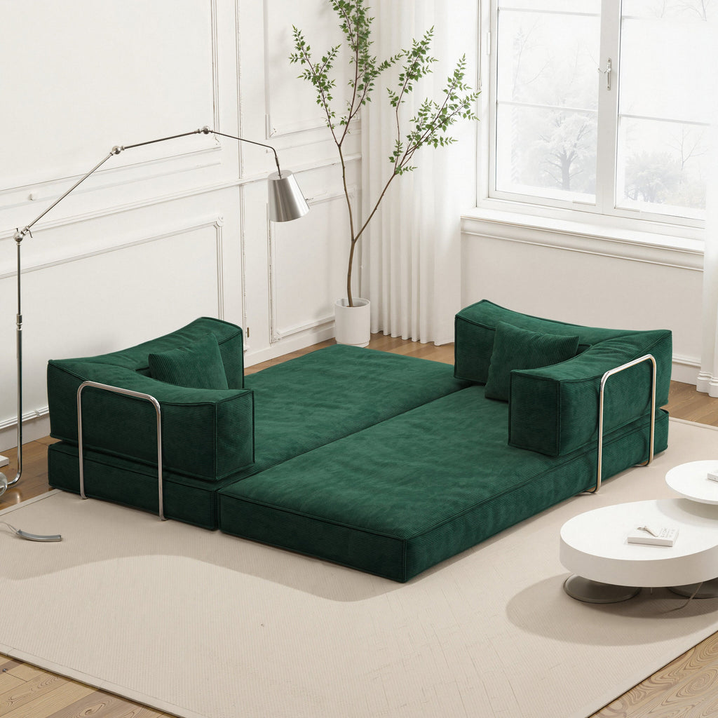 78.8 inch  Modular sofa, convertible pudding block sofa, floor-standing sofa bed with armrests and comfortable sofa bed, compression sofa for living room and bedroom -  (Green)