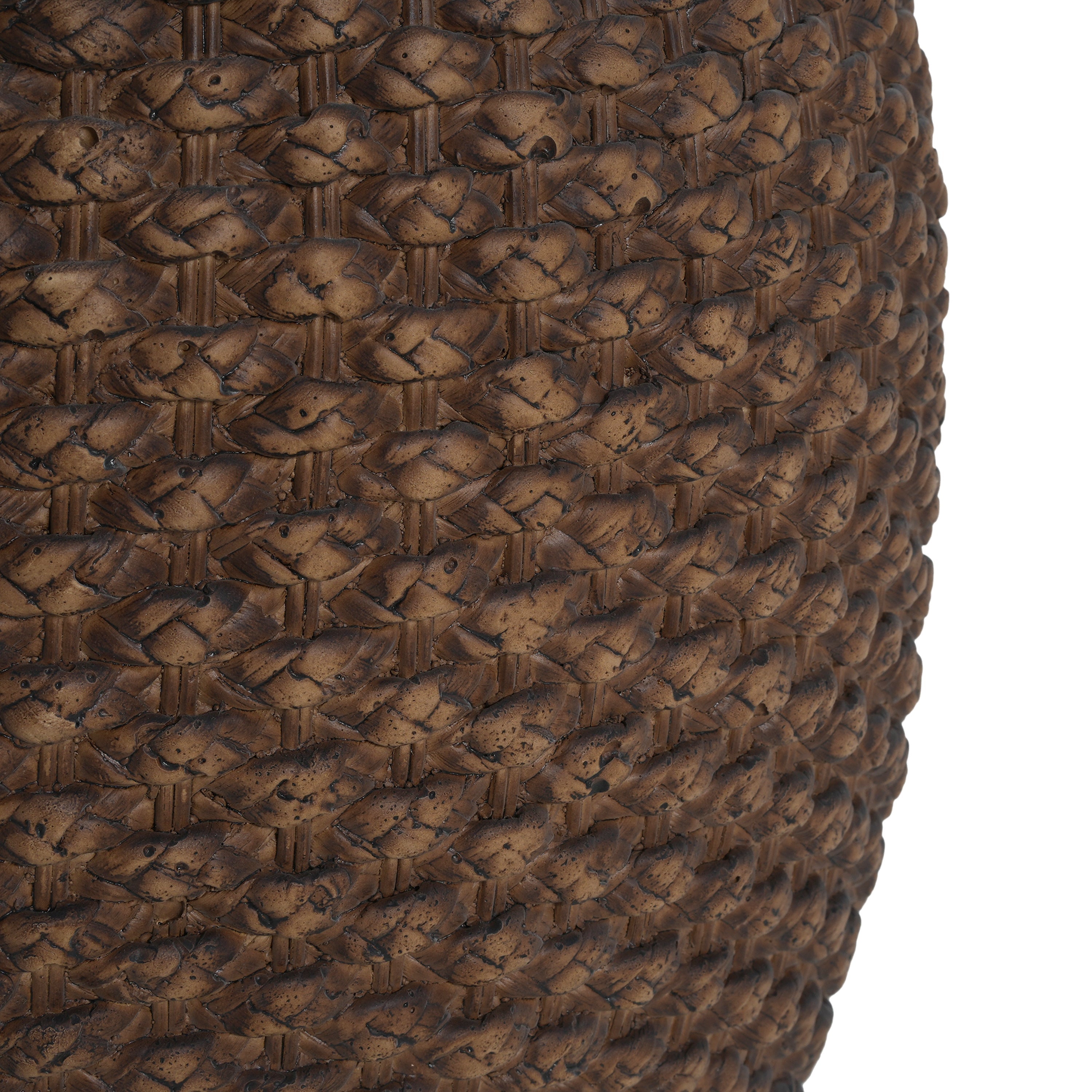Faux Rattan Side Table for Both Indoor and Outdoor Use, Handmade MgO, Brown