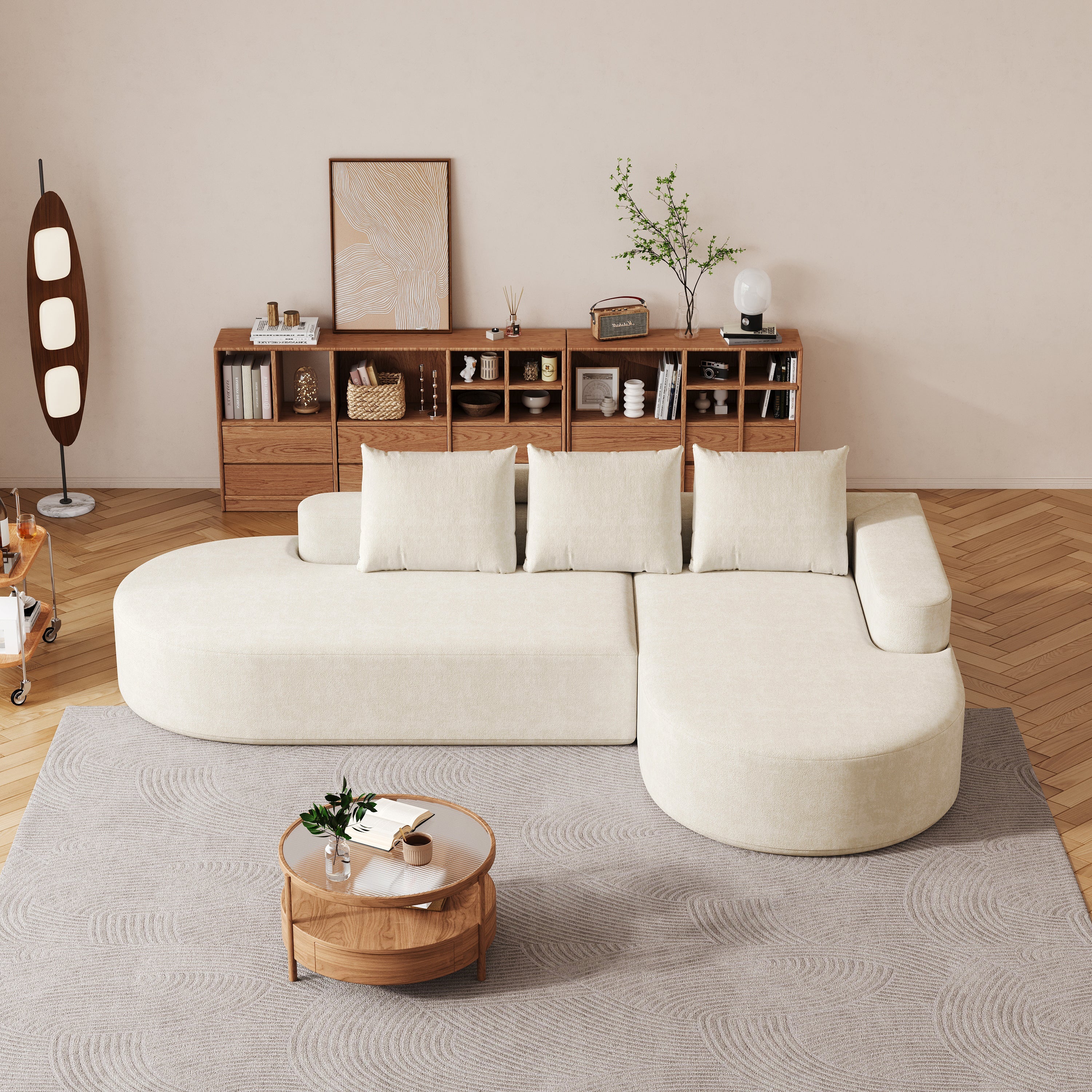 Modern Curved sofa ,Chenille Upholstered Sectional Sofa Couch Set,Modular 108.5' L Shaped Sectional Living Room Sofa Set With 3 Pillows,Free Combination Sofa Couch for Living Room,Bedroom