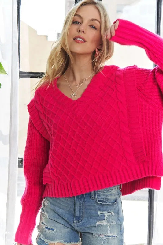 ADORA Ruffle Detail Adorable Sweater
