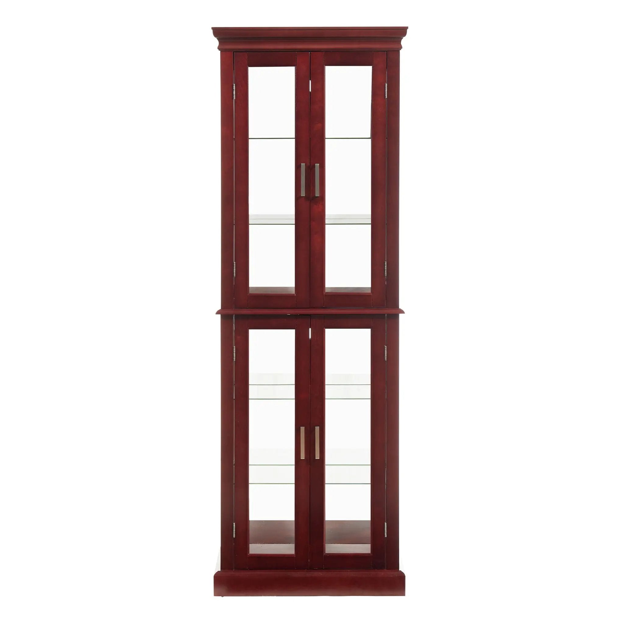 Curio Cabinet Lighted Curio Diapaly Cabinet With Adjustable Shelves And Mirrored Back Panel, Tempered Glass Doors (6 Tier), (E26 Light Bulb Not Included)