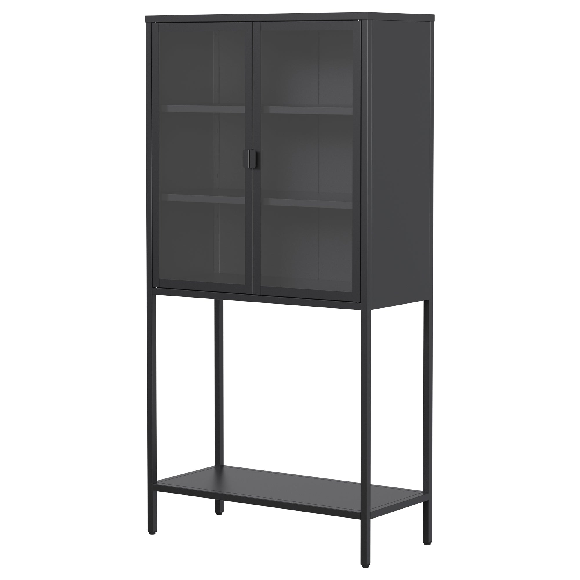59"H Heavy Duty Metal Storage Cabinet,Sideboards & Buffet,Display Storage Cabinet with Glass Doors and 2 Adjustable Shelves, Tall Bookcase Modern Bookshelf Cabinet for Home Office, Living Room
