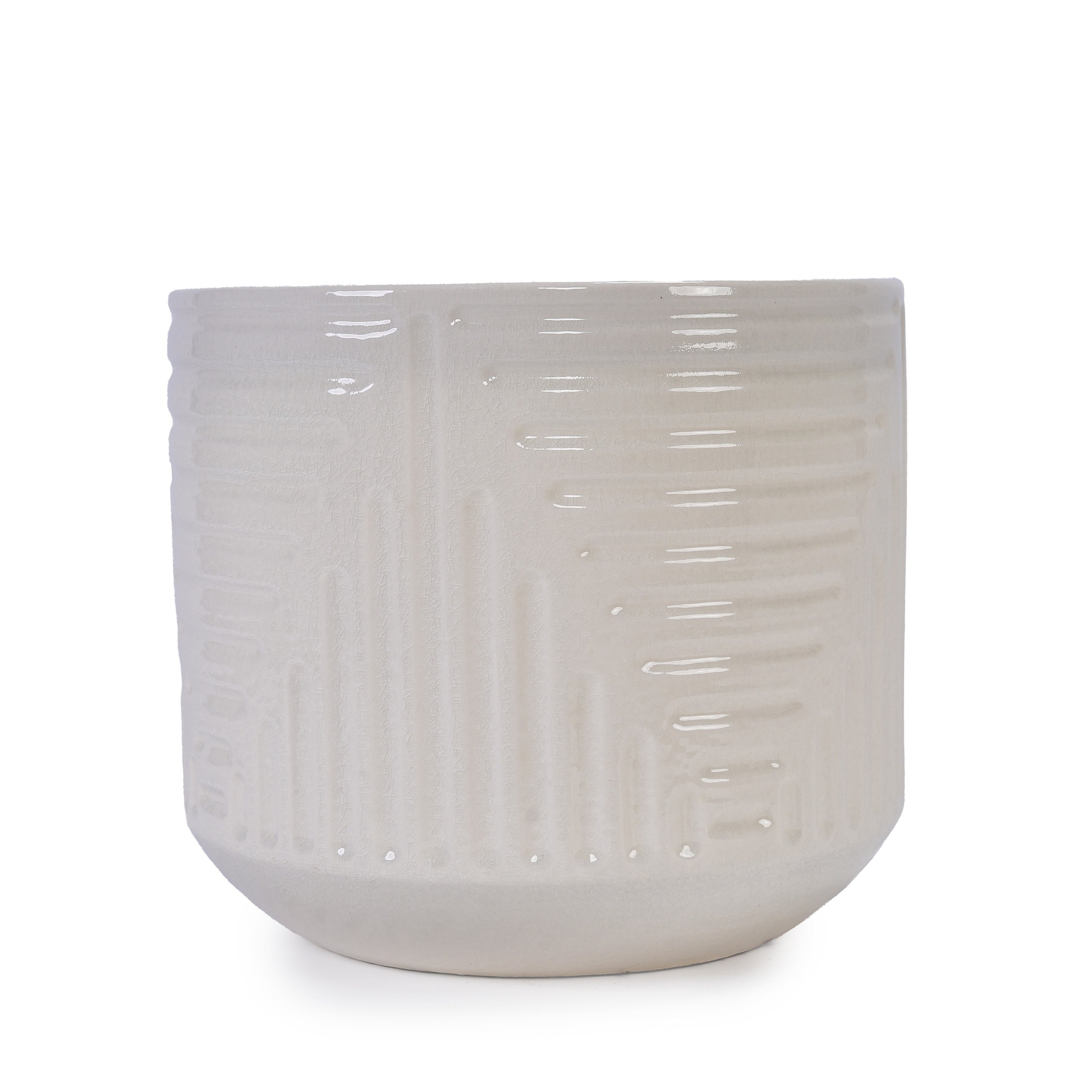 Ceramic Flowerpot, Modern Planter for Patio, Garden, Windowsill - White