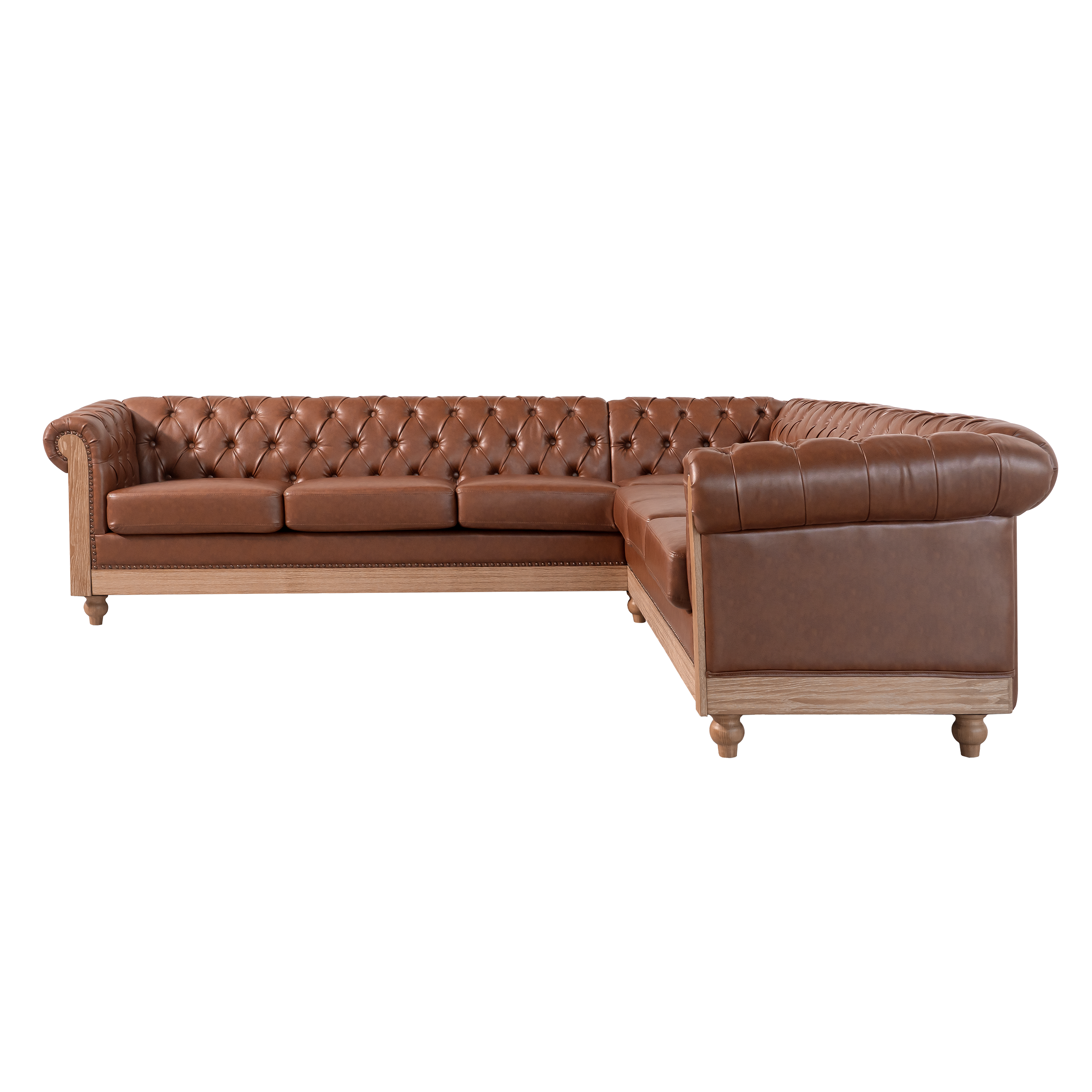 Mirod Comfy Large Sectional Sofa with Wooden Legs, Retro Style for Living Room