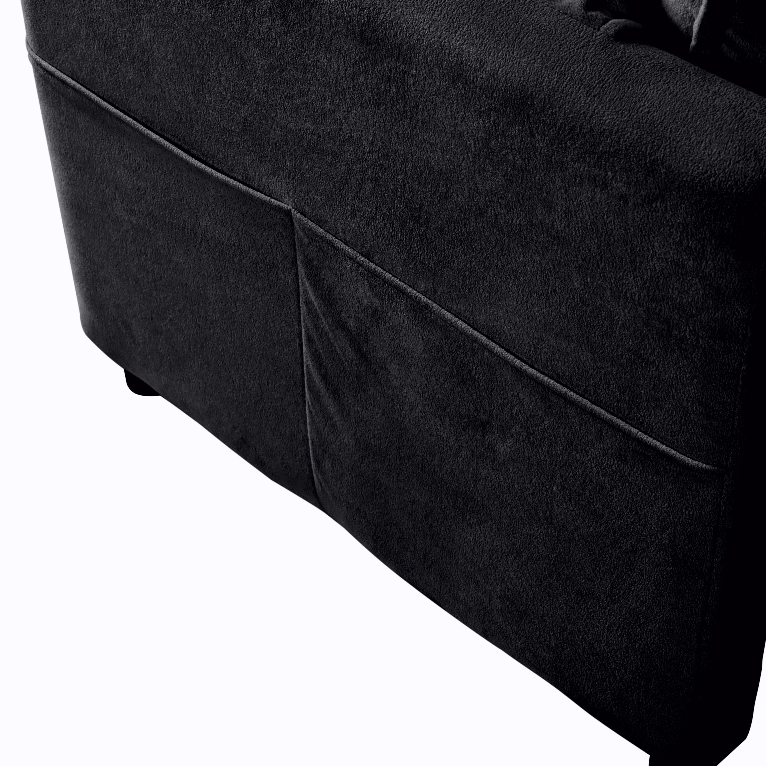 Deep Seat Sectional Sofa Cloud Couch with Ottoman,  Modern Chenille Comfy Love Seat Upholstered Modular L Shaped Couch for Living Room, Apartment, Office,DIY Combination,Black