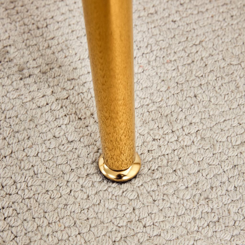 Round dining table with glass top, gilded metal legs, exquisite living, starting from the details, the gold legs show an extraordinary texture, which is the finishing touch to your home.36*36