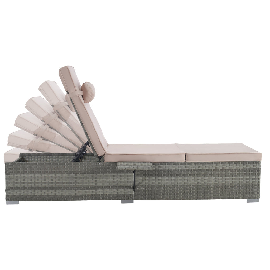 OUTDOOR  SOFA  PE RATTAN FURNITURE  DECK CHAIR GRAY RATTAN