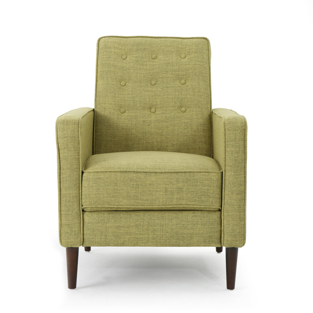 Macedonia Mid-Century Modern Button Tufted Fabric Recliner