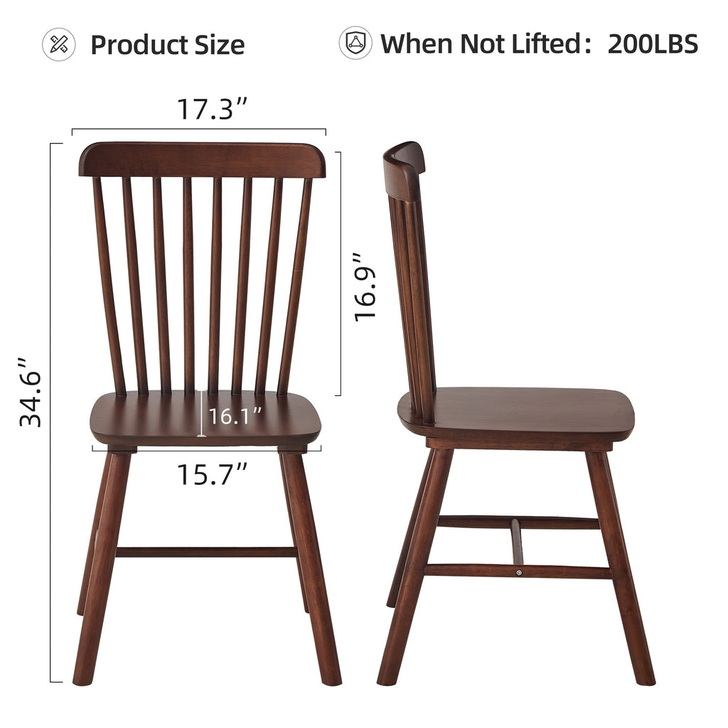 4 pieces of dining chair, Walnut, rubber wood material, dining chair, solid wood chair, solid wood dining table chair, living room chair, simple and natural