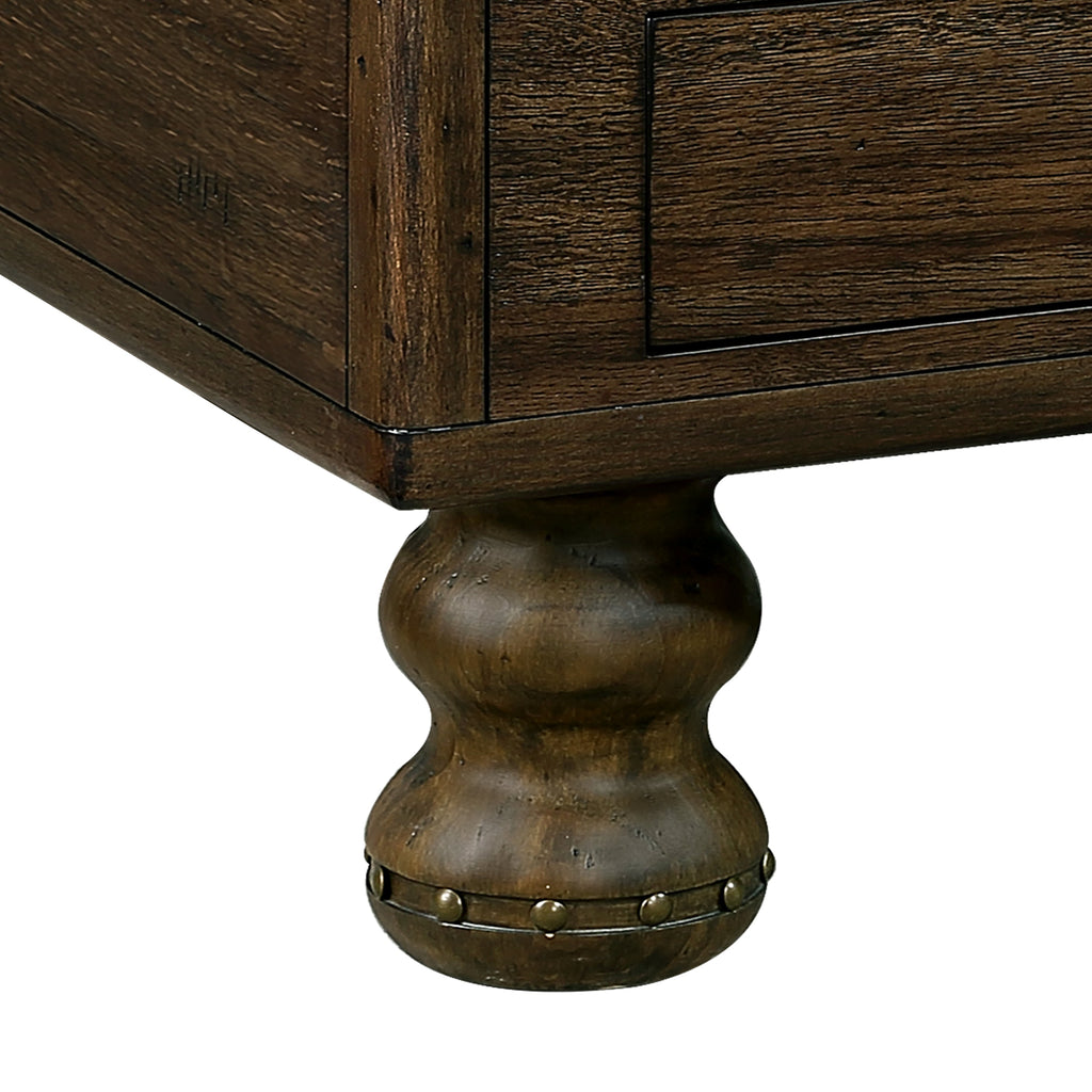 Solid Wood Rectangle Coffee Table for Living Room, 40-Inch Antique Coffee Table with 4 Drawers, Wood Center Table Tea Table with Rivet Decoration Legs.Easy Assembly, Espresso