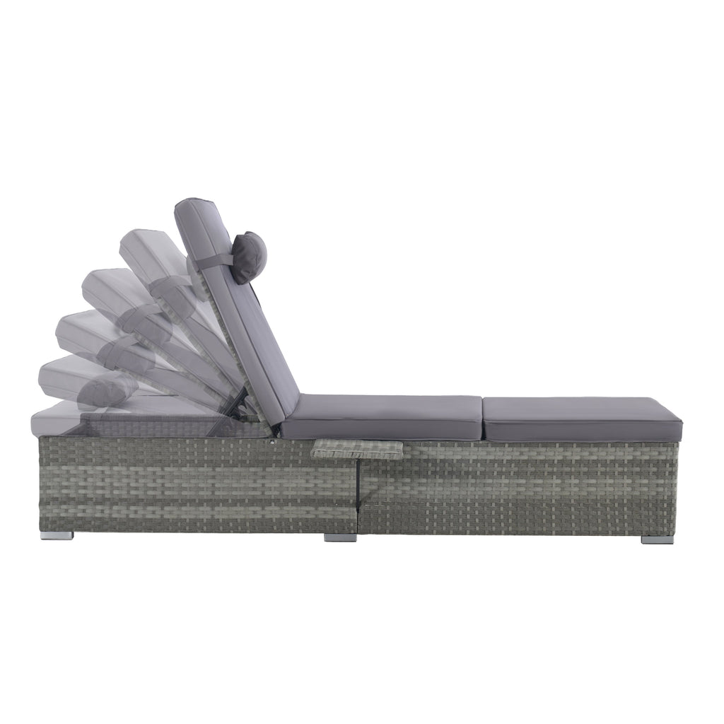 OUTDOOR  SOFA  PE RATTAN FURNITURE  DECK CHAIR GRAY RATTAN