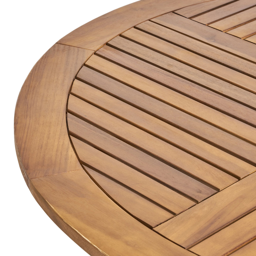 HERMOSA 47 Outdoor Acacia Wood Table with Teak Finish and Circular Design