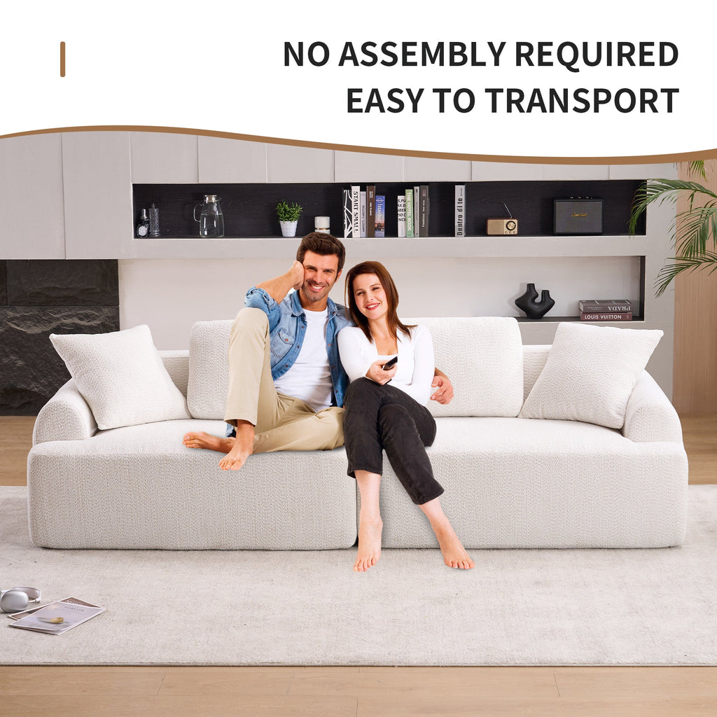 LY-024 BEIGE COMPRESSION SOFA: 4-seater combined sofa, Crochet Yarn Fabric, full sponge compression sofa,combined sofa with 4 pillows for home living/ Home Furniture/ Apartment