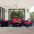 Outdoor Garden Patio Furniture 7-Piece PE Rattan Wicker Cushioned Sofa Sets  and Coffee Table, patio furniture set;outdoor couch;outdoor couch patio furniture;outdoor sofa;patio couch