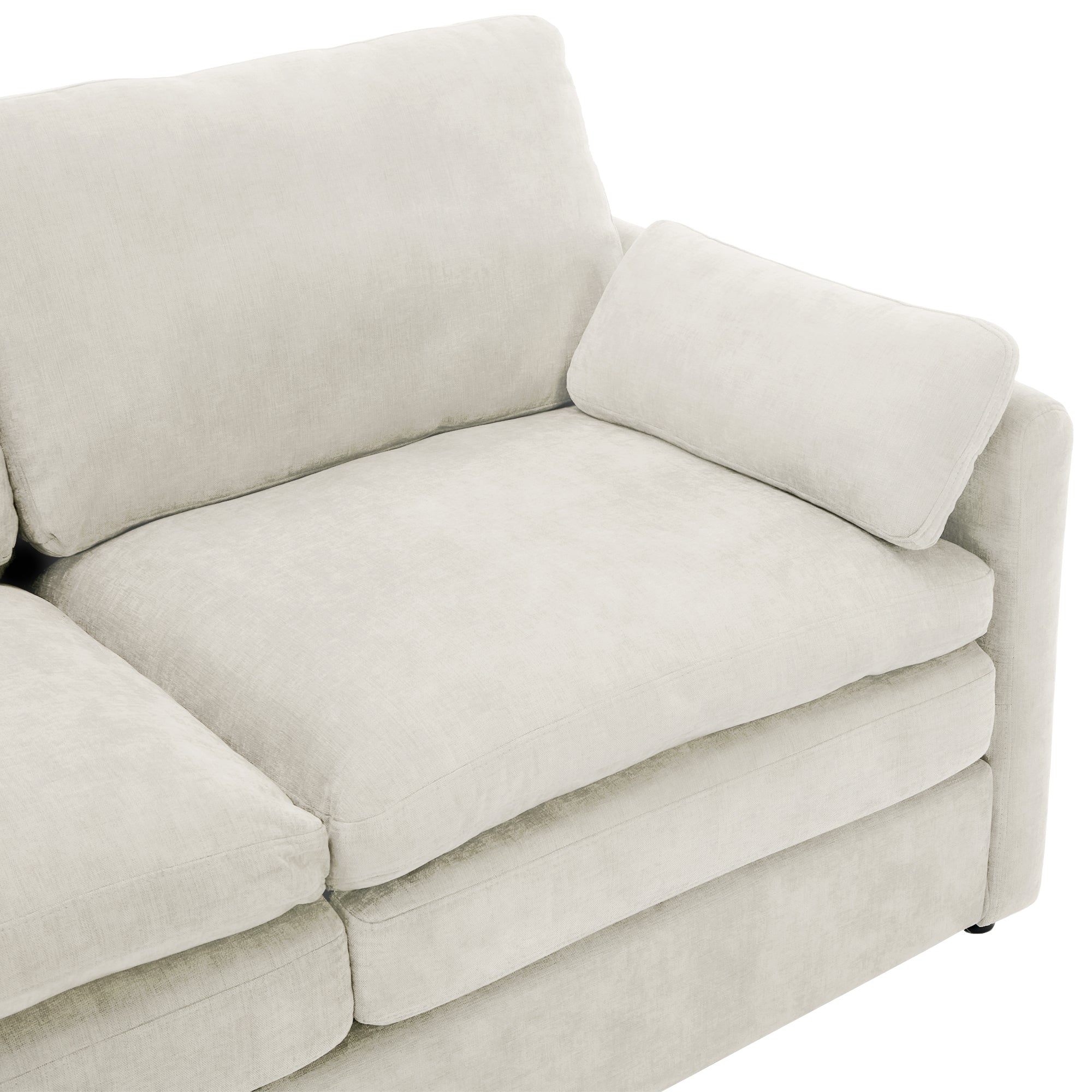 Cozy Upholstered Sofa Set Oversized Comfy Cloud Sofa Double Cushion Sofa Group Plush Cushion Sofa Couch for Living Room, Beige