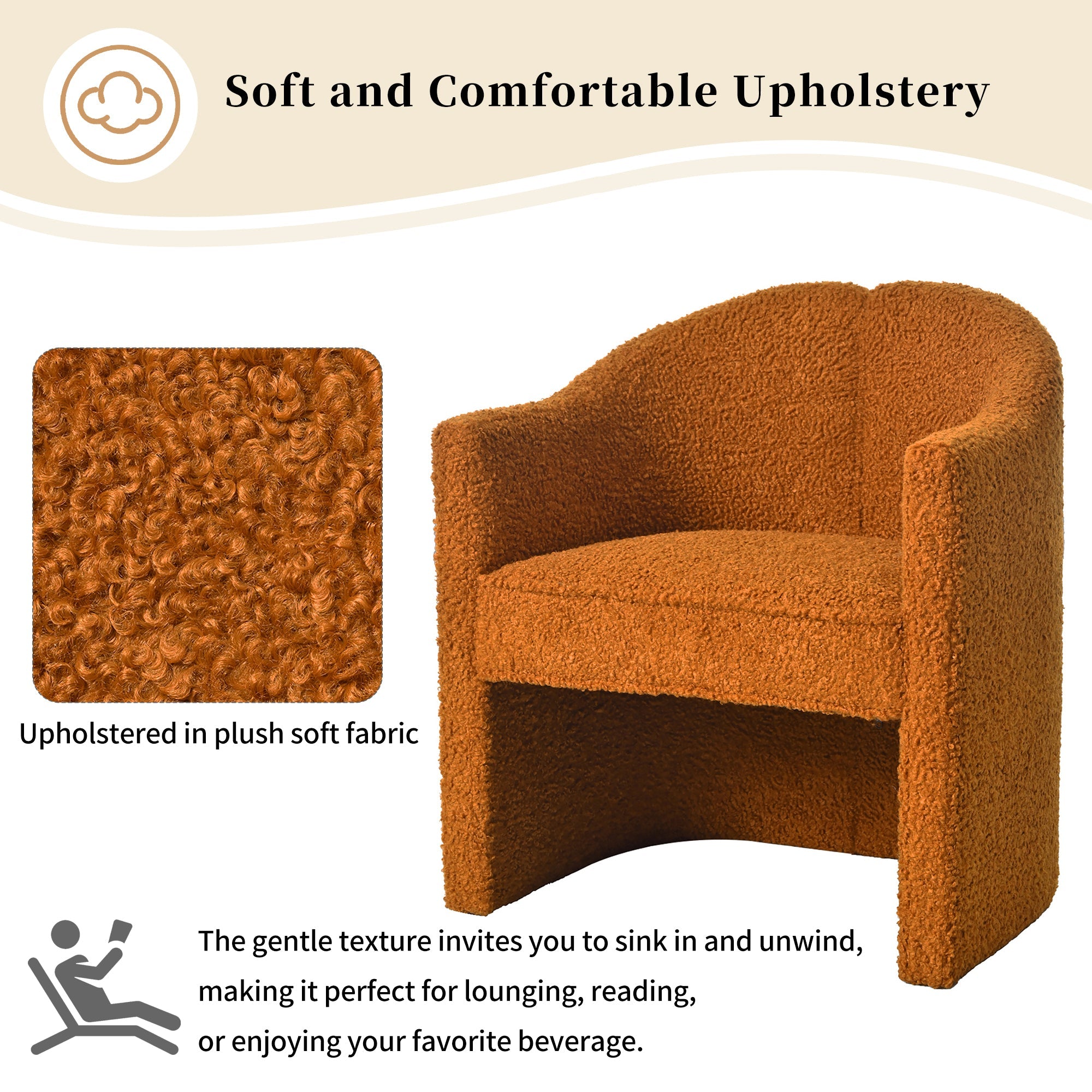 Mirod Stylish Curved Design, Comforting Embrace, Versatile Aesthetic, Dual Purpose Decorative Accent Chair, for Living room,Bedroom and study
