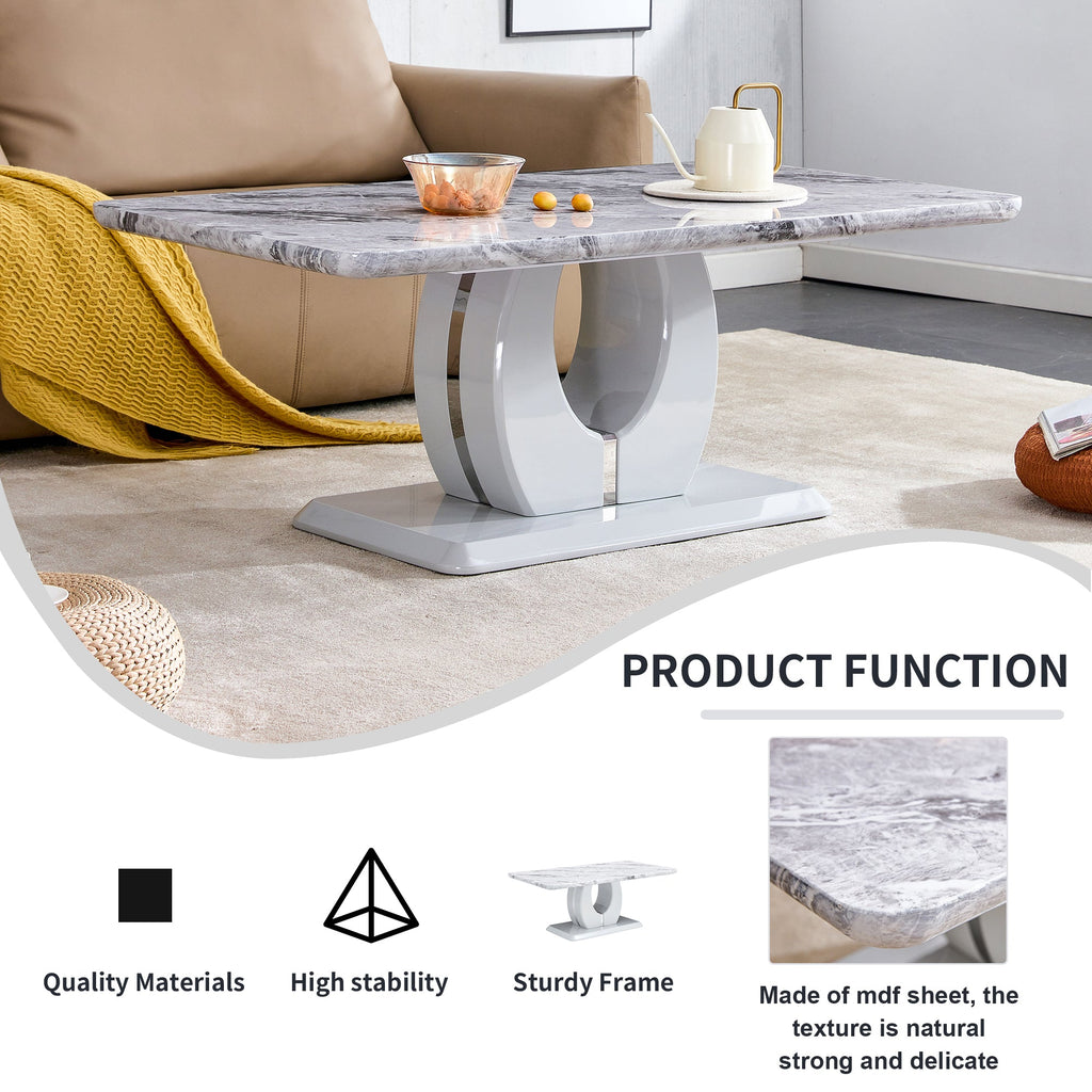 Modern luxury imitation marble light gray tea table,coffee table, paired with silver stainless steel decorative strips.  Computer desk. Game table. CT-1280