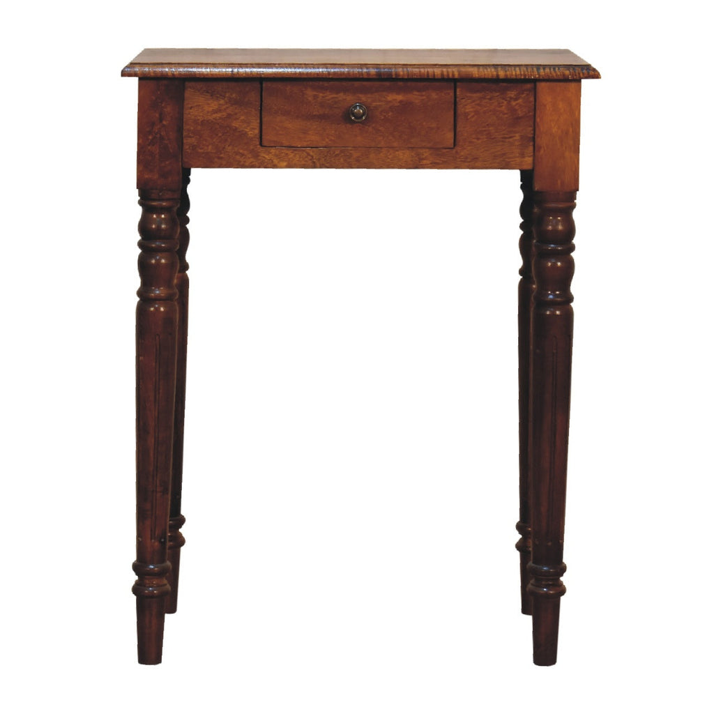 Artisan Furniture Solid Wood Chestnut Turned Leg Writing Desk, 1-Drawer, Brown