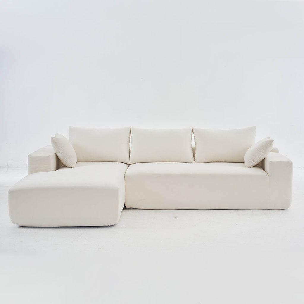 108*68 inch extra-deep modular sofa, cloud sofa, 4-person sofa, sitting and sleeping, living room Chenille modular sofa, no need to assemble, white