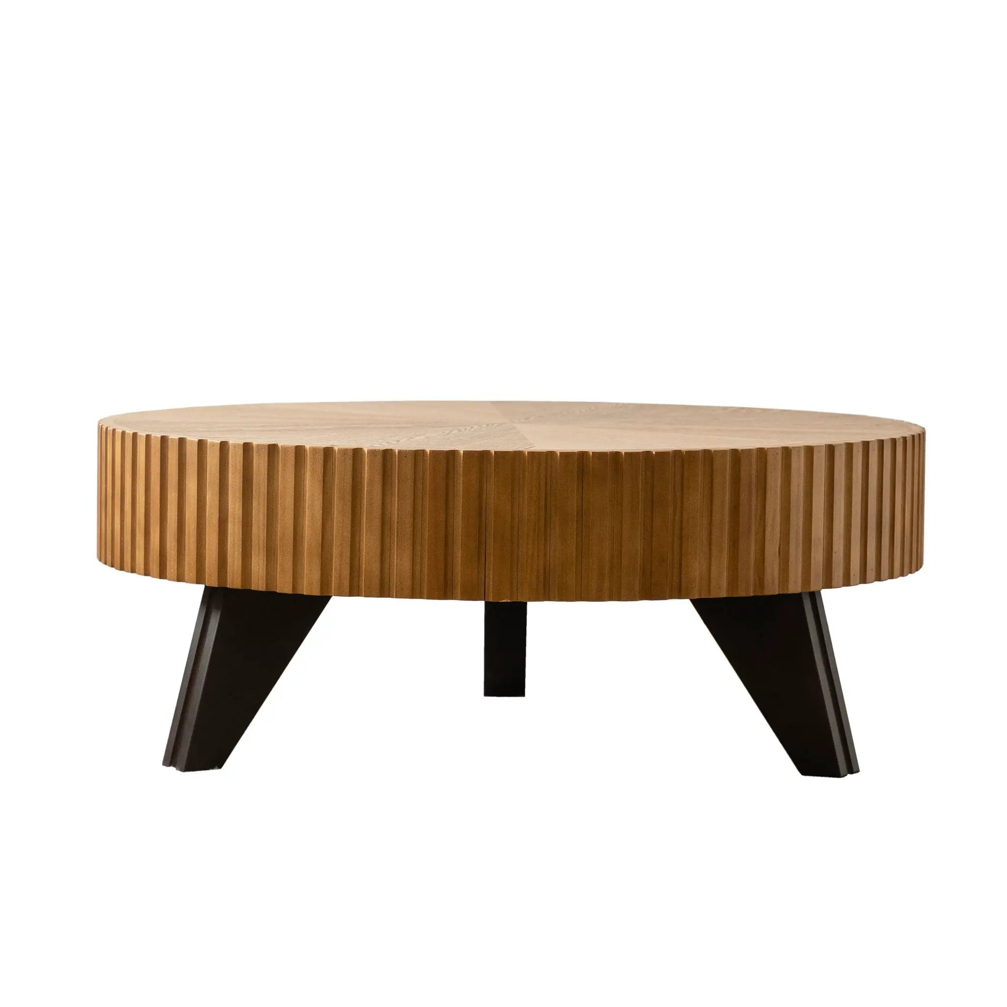 Round Retro Coffee With Solid Wood Legs