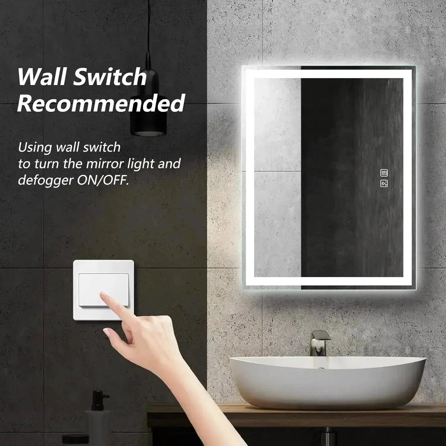 Compact Center Glow LED bathroom mirror with an LED-lit border.