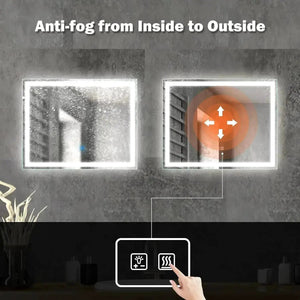 Pair of HAUSVITA Center Glow LED bathroom mirrors, 20 x 28 inches, with illuminated edges