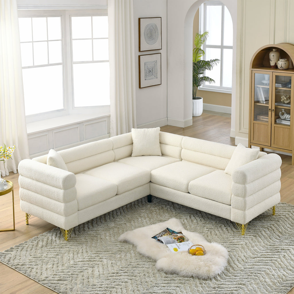 81.5-Inch Oversized Corner Sofa, L-Shaped Sectional Couch,   5-Seater Corner Sofas with 3 Cushions for Living Room, Bedroom, Apartment, Office