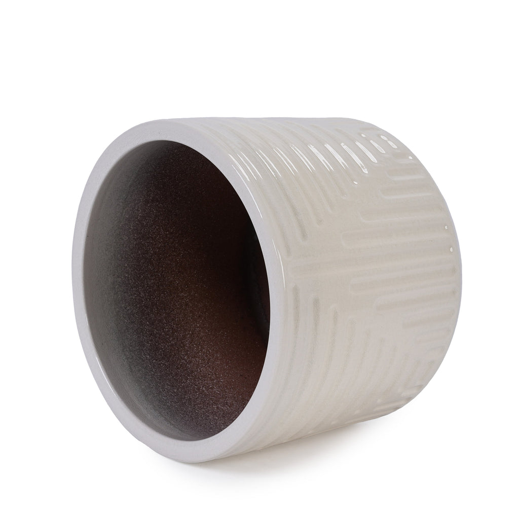 Ceramic Flowerpot, Modern Planter for Patio, Garden, Windowsill - White