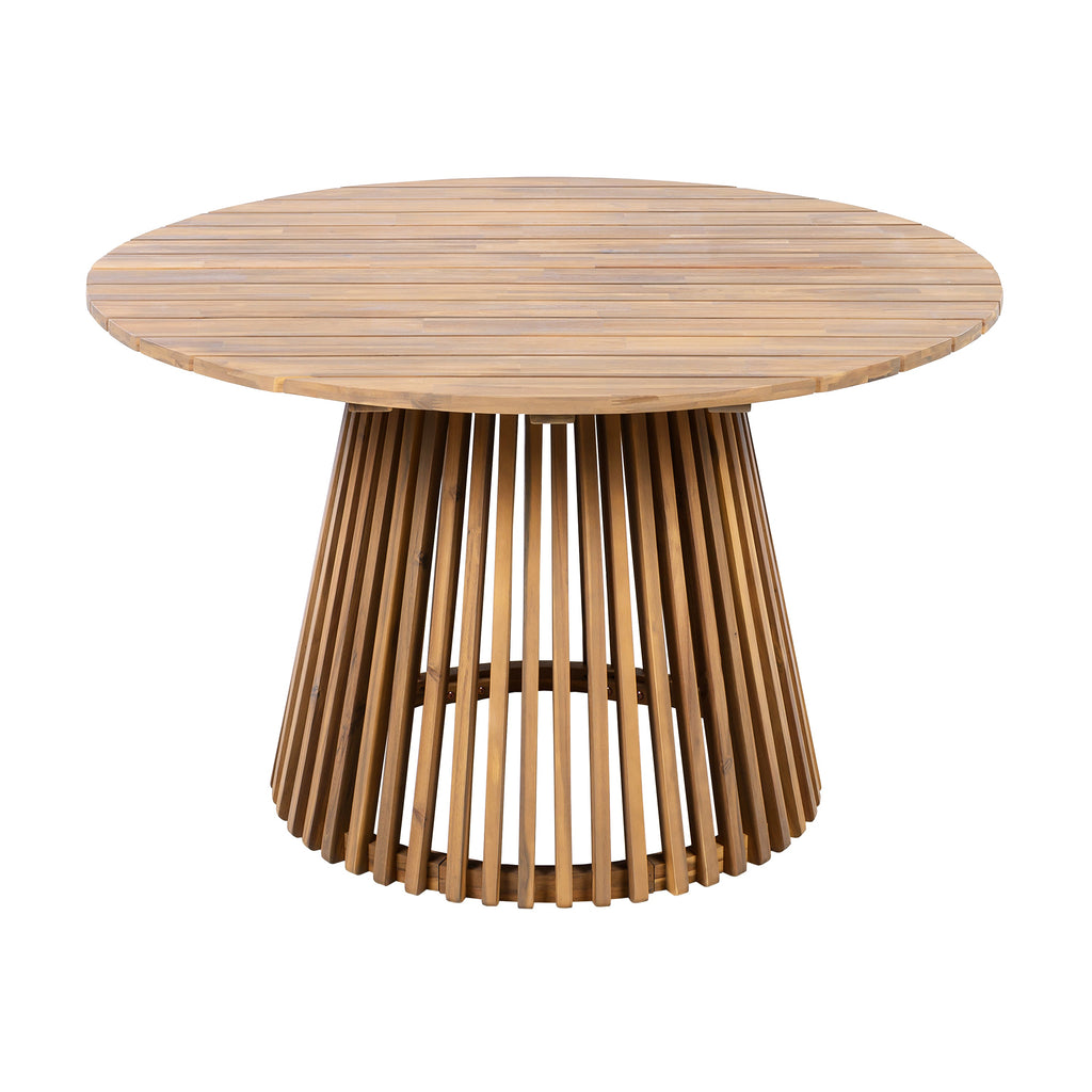 Outdoor Acacia Wood Patio Dining Table, 47.25-inch extra-large round dining table,for Backyard, Lawn, Balcony,Light Teak