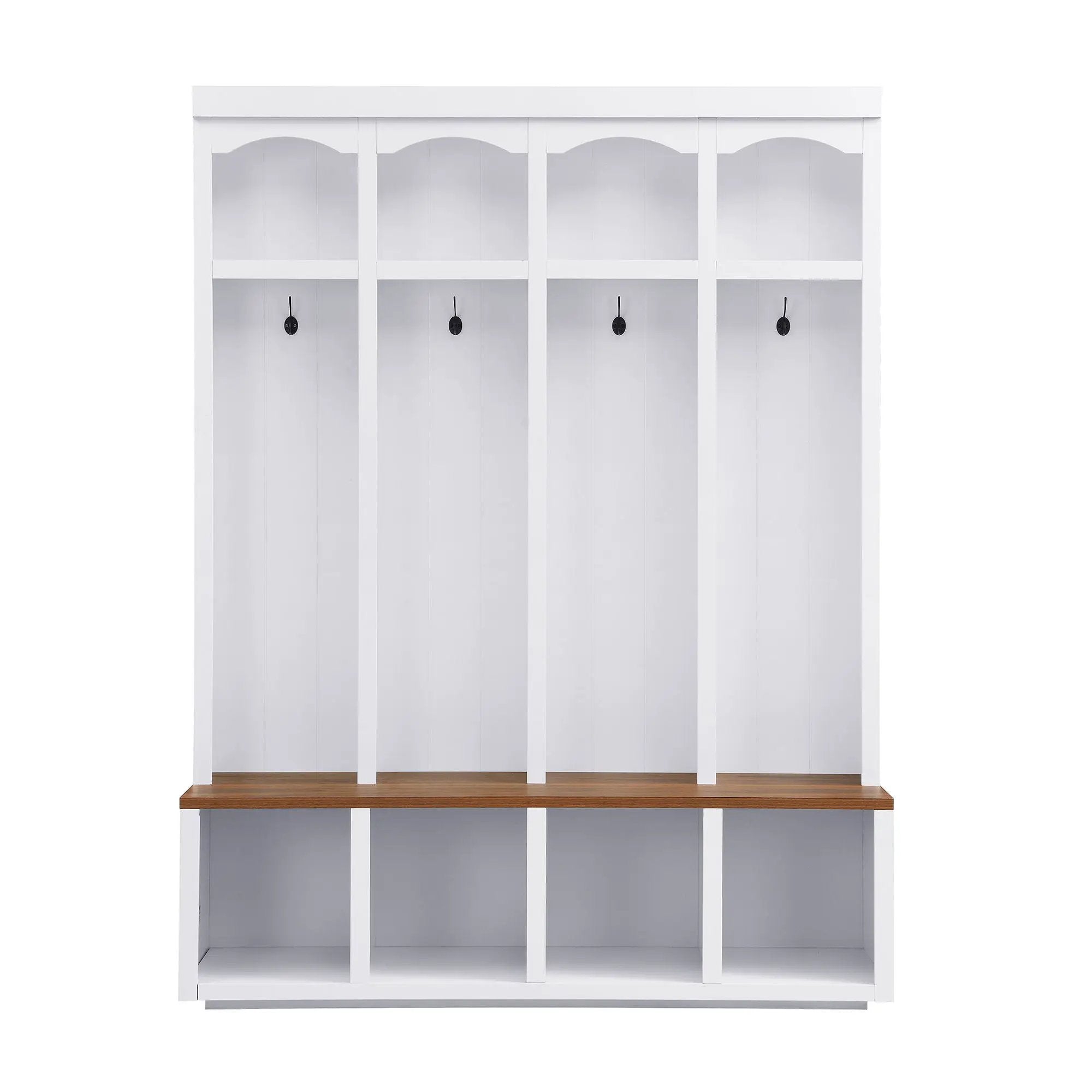 Entryway Hall Tree With Bench, 4 Hooks & Open Storage Space