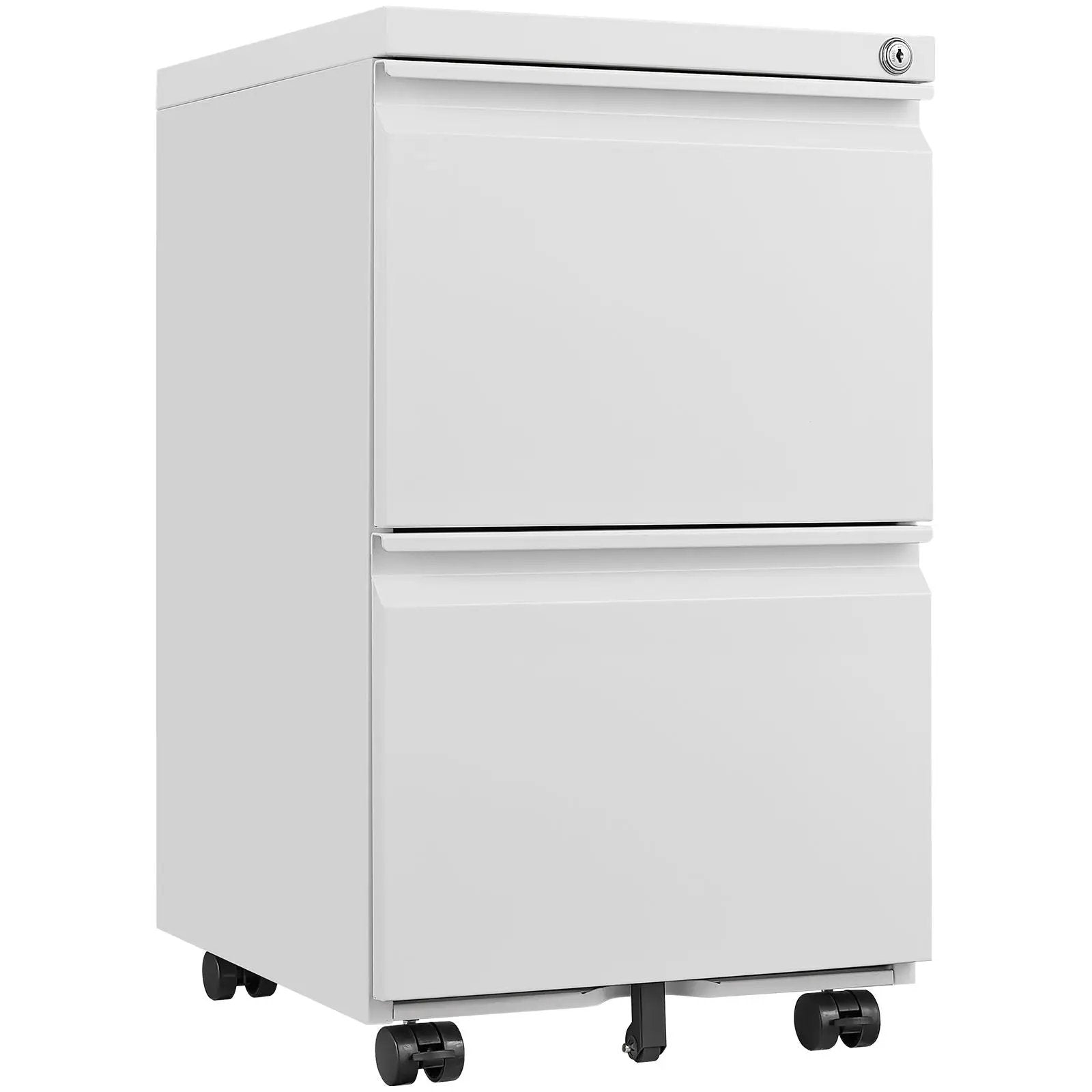 2 Drawer File Cabinet With Lock, Metal Under Desk Rolling Filing Cabinet Fits Letter / Legal / A4 Size For Home Office, Mobile Filing Cabinet