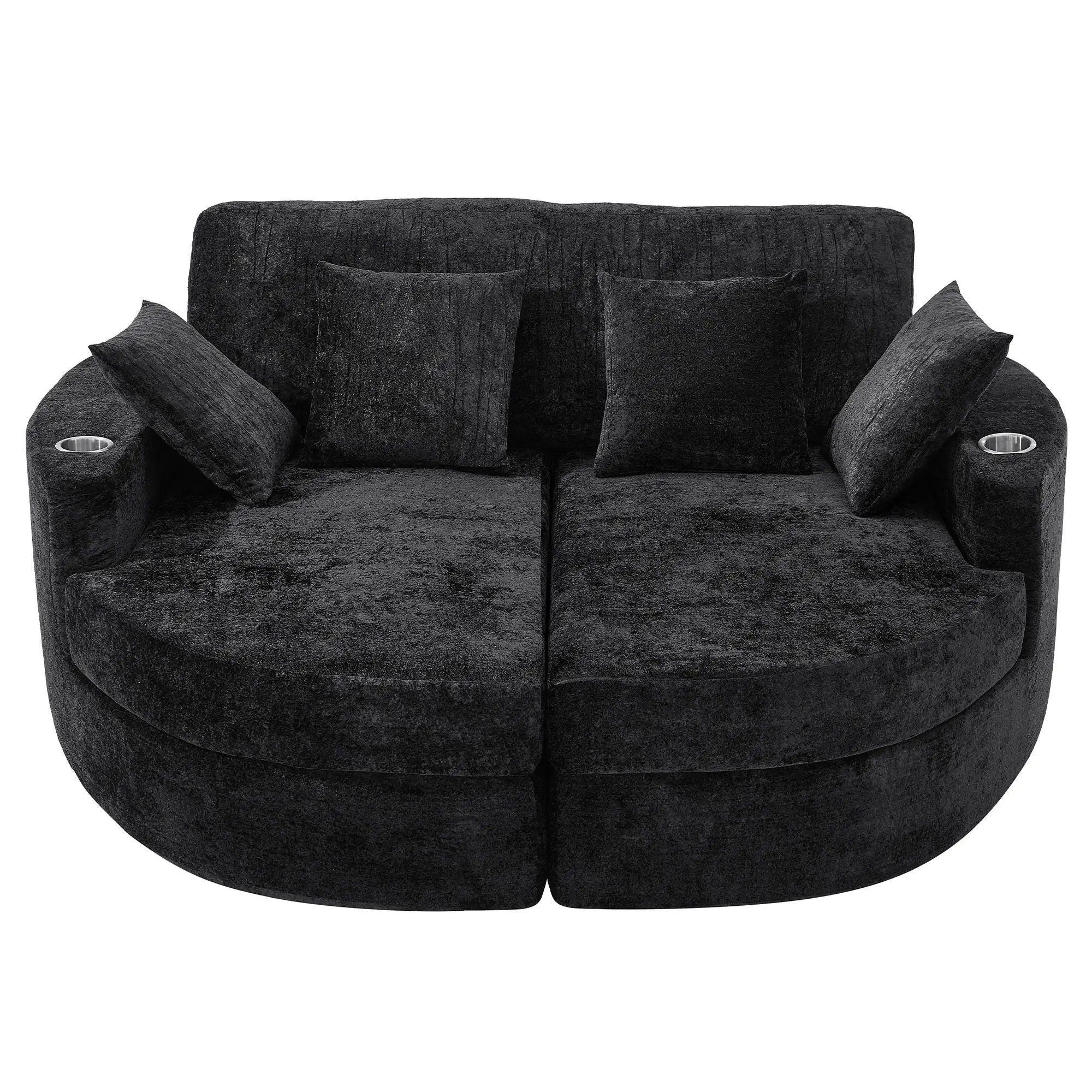 Boneless Design Upholstered Sofa Bed With Cup Holders