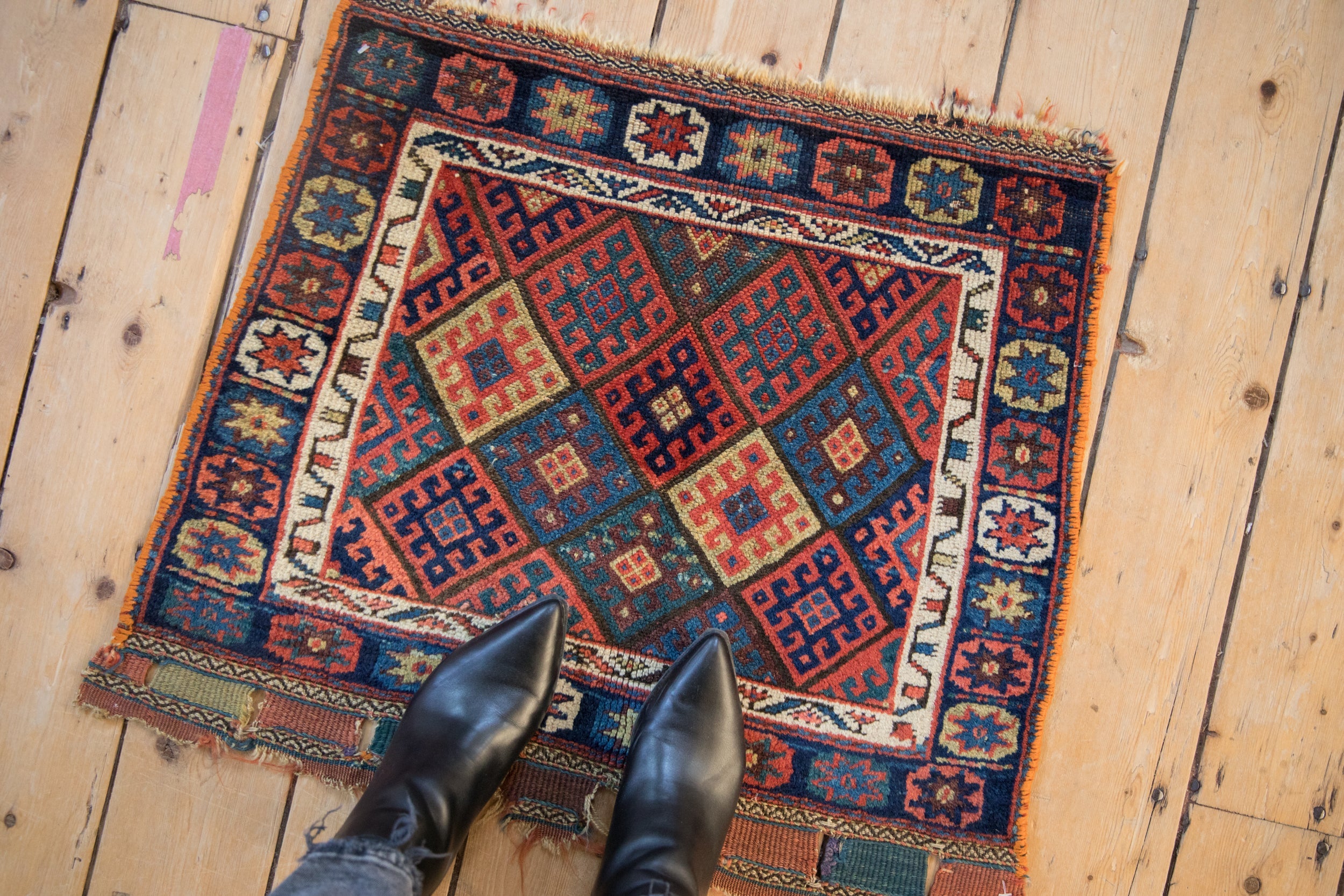 2 x 2.5 Antique Jaff Kurd Bag Face Square Rug Mat