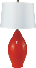 28'H RED LEMON SHAPE CERAMIC TABLE LAMP