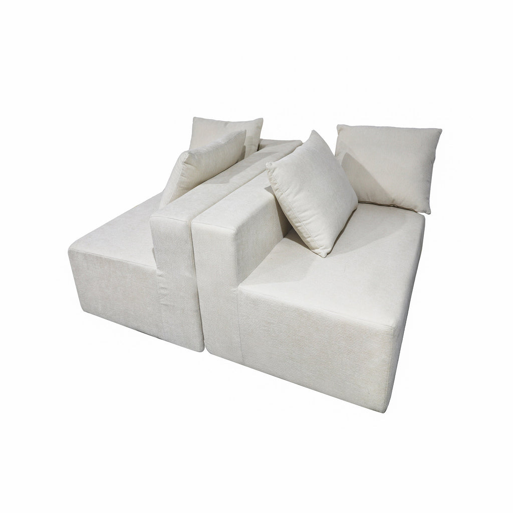Four seater combination sofa, sofa bed, made of high-density sponge and soft linen fabric, with multiple combination methods (beige)