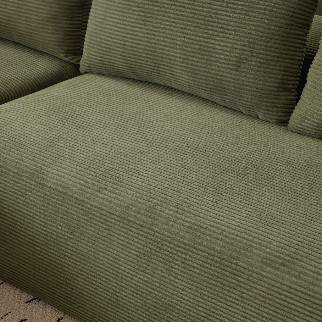 108*68 inch extra large deep modular sofa, cloud sofa 4-person sofa, can sit or lie down, living room corduroy modular sofa, no assembly required, green