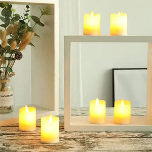 LED candles, 2x2.8 in, set of 6, warm yellow glow, JHY DESIGN.