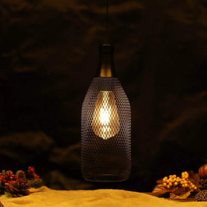 Battery Powered Hanging Lamp by JHY DESIGN; black metal mesh pendant with warm glow.