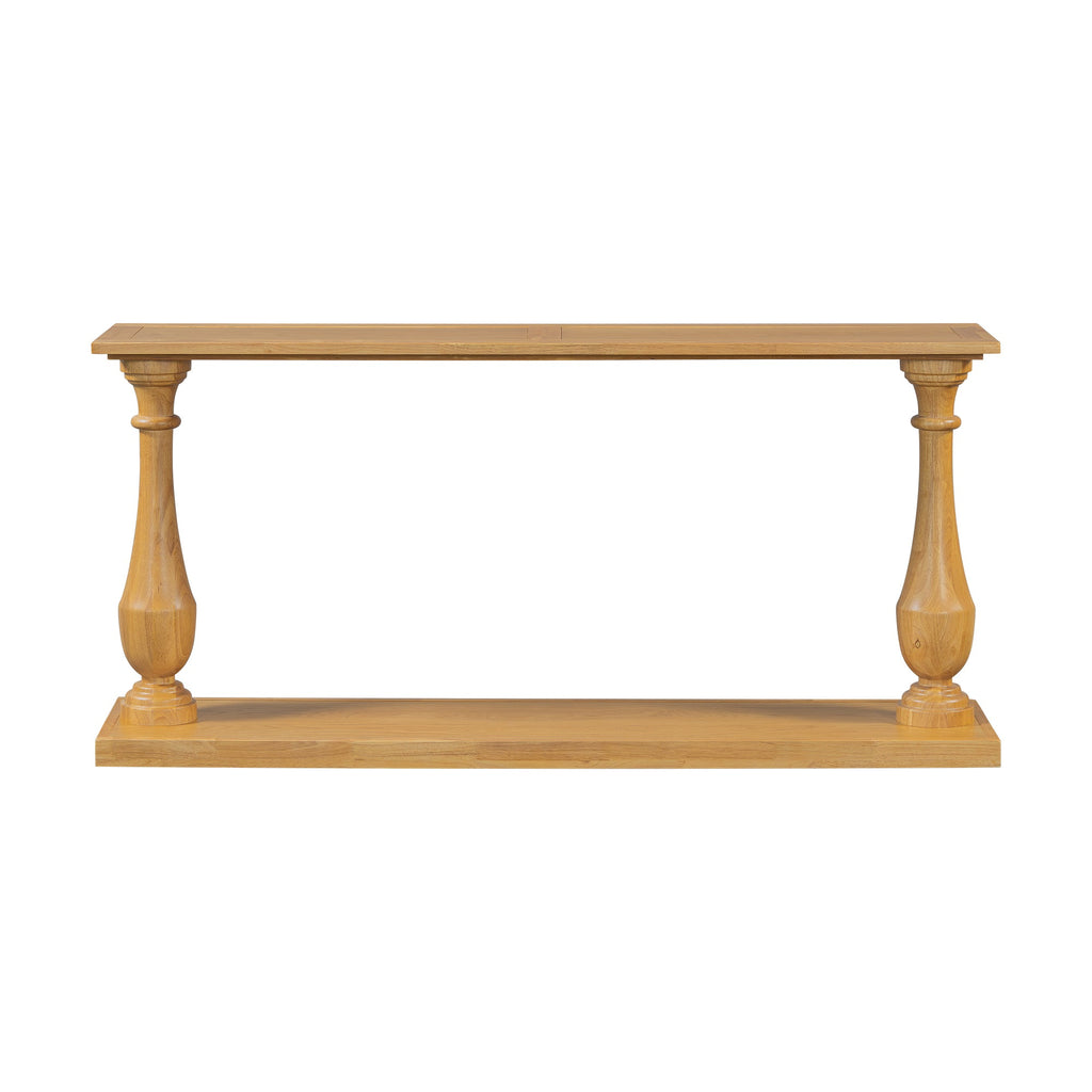 U_STYLE Vintage Sofa Table Console Table with Luxurious Pine Veneer and Elegance Vase-Leg Design,for Living Room Study room Entryway Bedroom