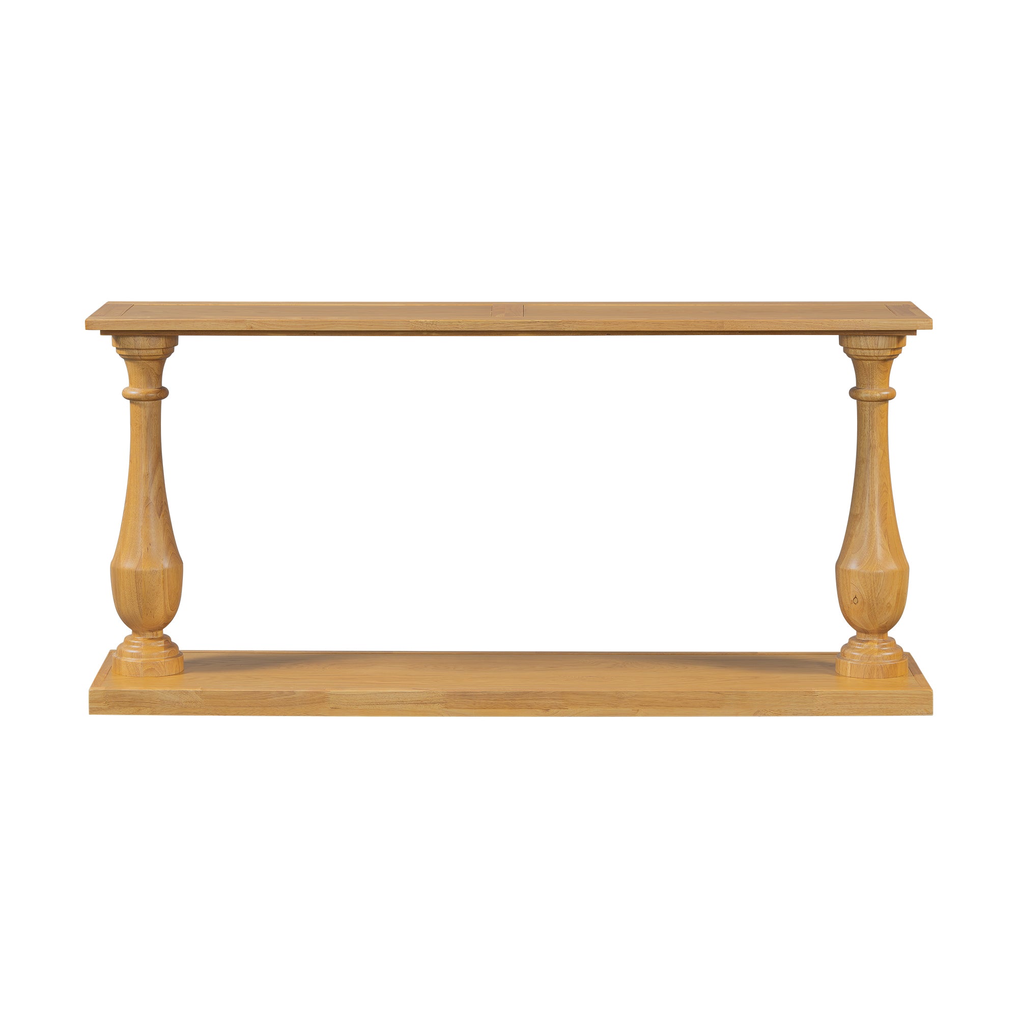 U_STYLE Vintage Sofa Table Console Table with Luxurious Pine Veneer and Elegance Vase-Leg Design,for Living Room Study room Entryway Bedroom