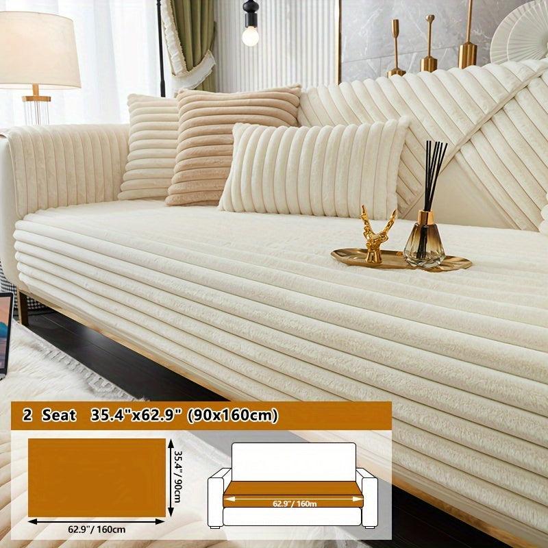 Luxurious Rabbit Fur Sofa Slipcover | Non-Slip Light Grey for dog use