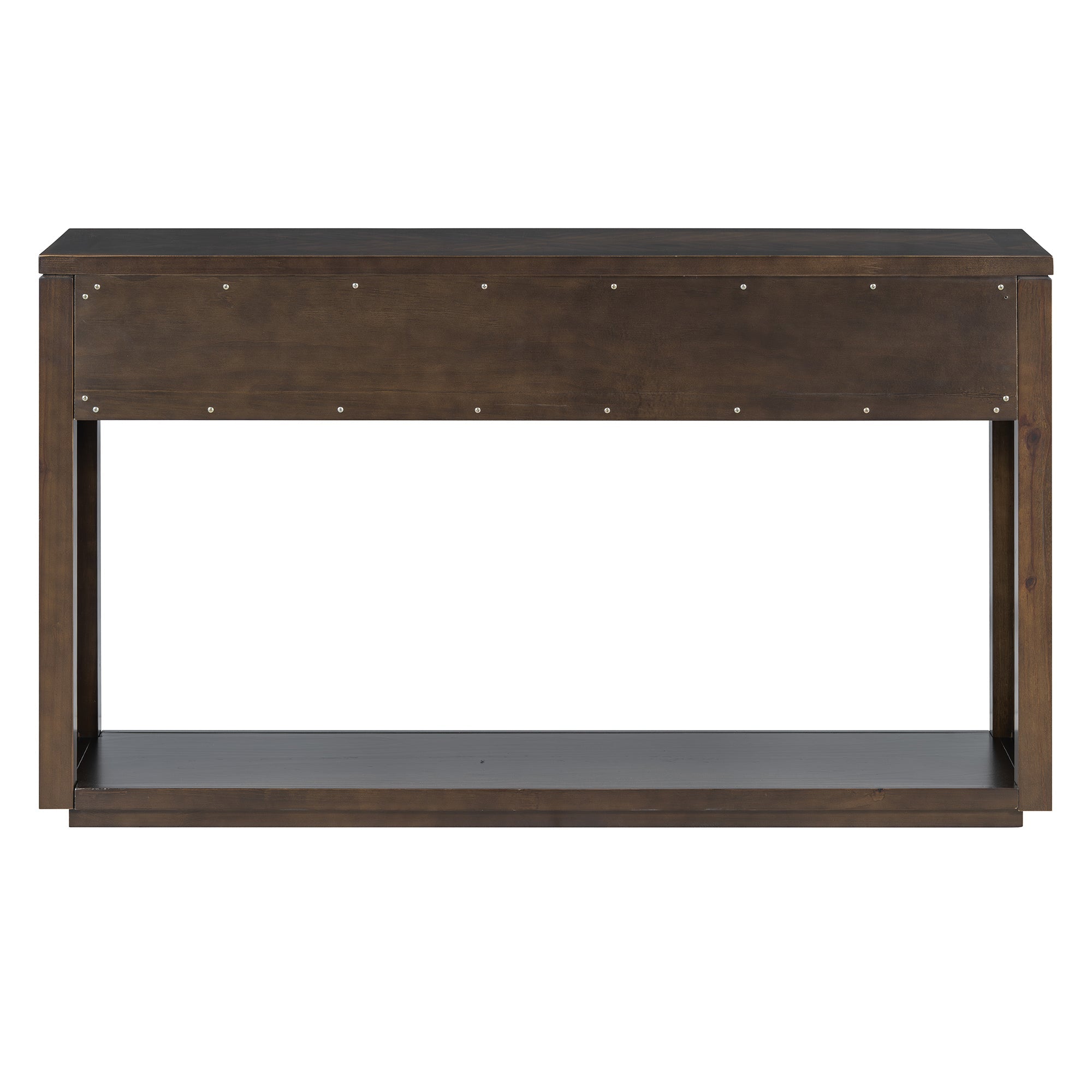 TREXM 55' Console Table, Rustic Wooden Entryway Table with Storage Drawers and Open Shelf, Elegant Sofa Table for Hallway and Living Room (Brown)