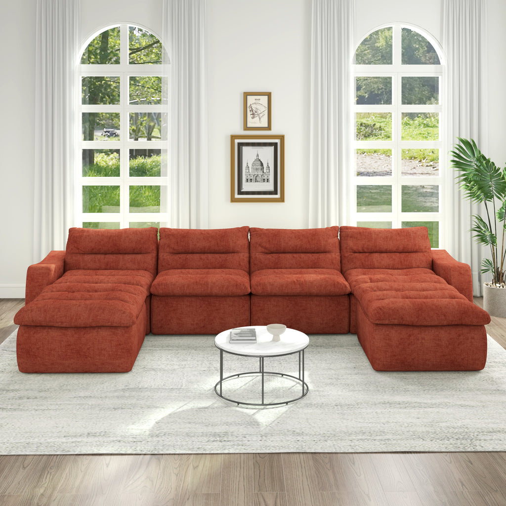 Compression combined sofa, modern lazy style combined sofa, comfortable beanbag sofa, can be combined at will, no need to assemble, suitable for living room-Orange
