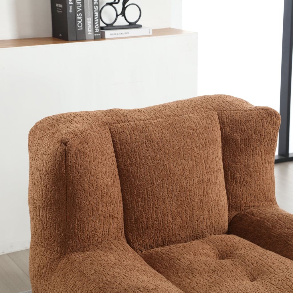 Fluffy bean bag chair, comfortable bean bag for adults and children, super soft lazy sofa chair with memory foam and ottoman, indoor modern focus bean bag chair for living room, bedroom, apartment