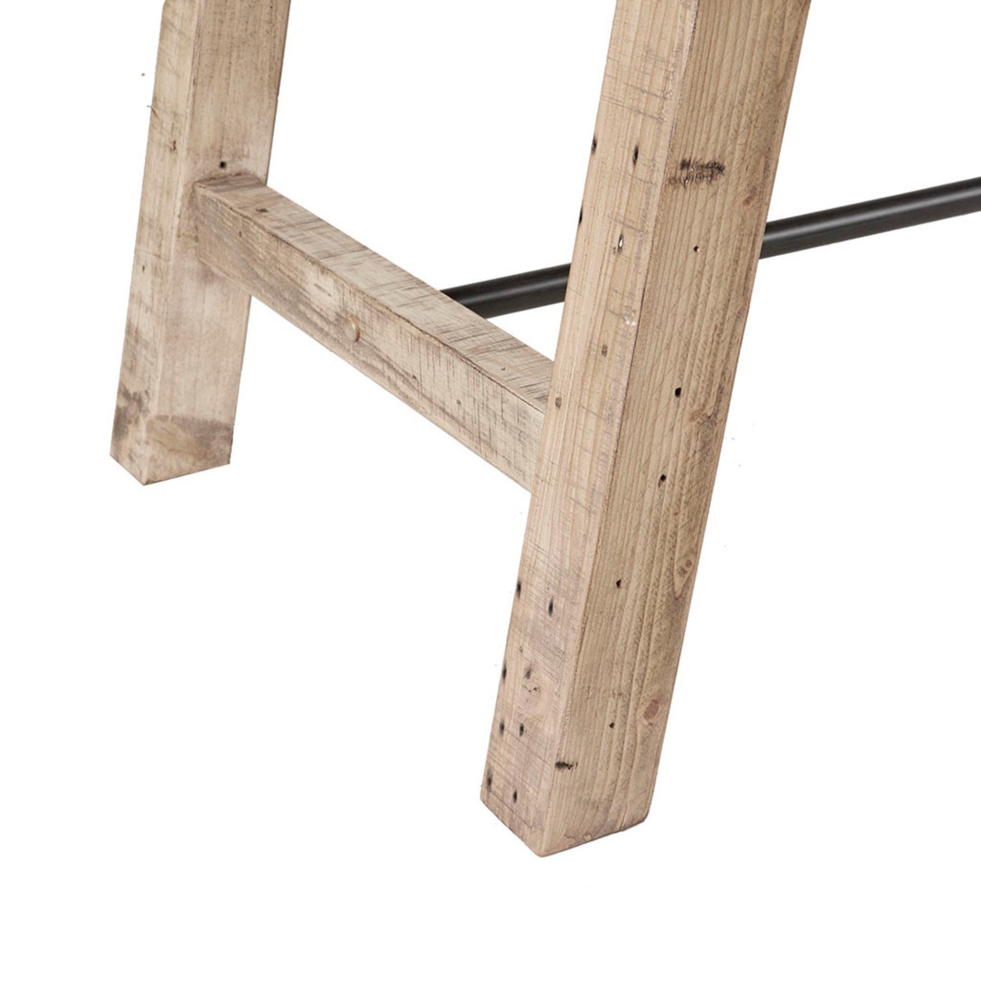 Rustic Dining Table with Metal Support in Natural Pine Wood Finish, 72 x 36 inches