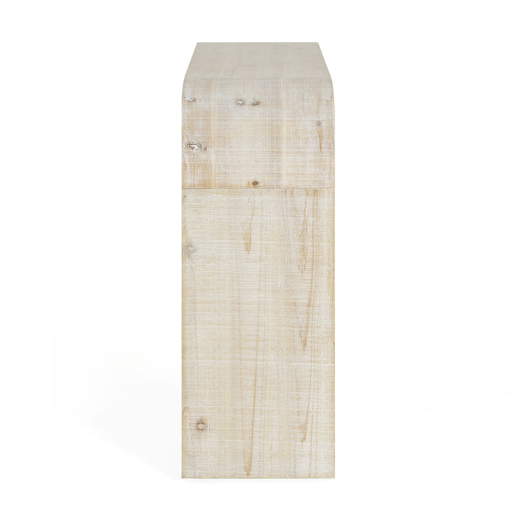 Mirod 52' Wood Console Table with Curved Edge, Natural Texture, Perfect for Entryways and Living Rooms